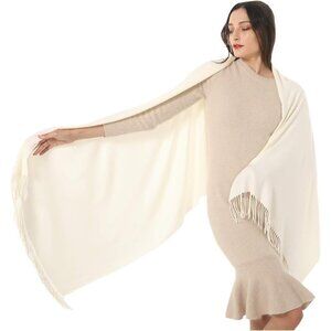 Women's  Scarf Pashmina Shawls and Wraps Winter Warm Silky Scarves -Off White
